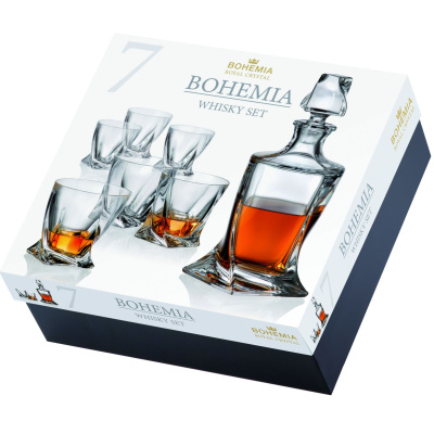 Сет за виски бокал и 6 чаши Bohemia Quadro 99A44