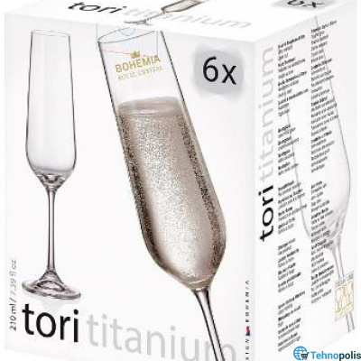 Сет 6 чаши за шампањ Bohemia Tori 210 ml