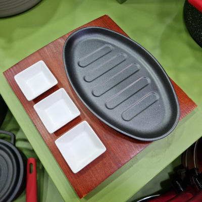 Сет за сервирање од гус со бамбус постолје 36580 29x27cm