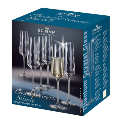 Сет 6 чаши за шампањ Bohemia Winestar spirale 160ml